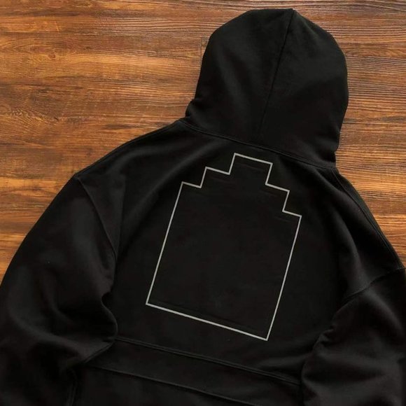 Cavermpt Black Long Sleeve Sweatshirt Portrait Hood Abstract Print - Picture 2 of 16